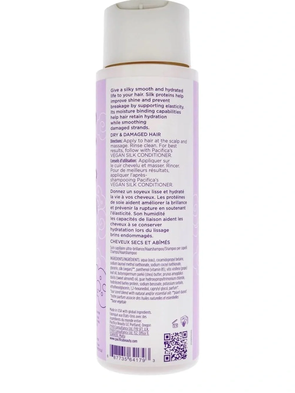 Pacifica Beauty Vegan Silk Hydro Luxe Shampoo in a 3.4 fl oz (100 mL) travel-si